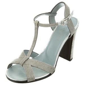 Tom Ford for Gucci Metallic Strass Crystal Silver T-Strap Sandals 6